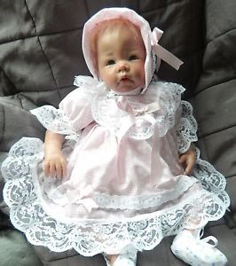Pink Vintage Style Dress Bonnet Baby Girl 18 20" Reborn Doll Clothes Newbaby