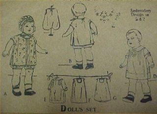 Vintage Antique 1900s Baby Doll Clothes Pattern 22"