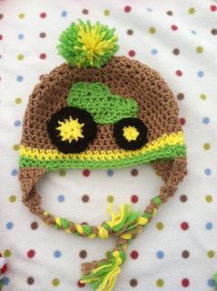 Super Cute John Deere Style Handmade Crochet Hat Any Size Photo Props Baby Kids