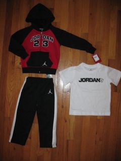 Nike Air Jordan Toddle Boys 3pc R Hoodie Shirt Pant Outfit Set Size 3T