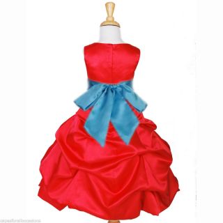 Red Turquoise Blue Pageant Party Wedding Flower Girl Dress 2 4 6 7 8 10 12 14 16