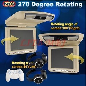 10 4" Roof Mount in Car Flip Down DVD Player Monitor Sony Lens Headphones Handle