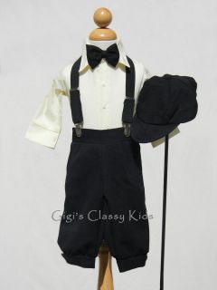 New Baby Boys Black Ivory Knickers Outfit Vintage Suit Christmas Easter Set