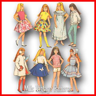 Vtg 1960s Doll Clothes Pattern Skipper Pepper and Friends