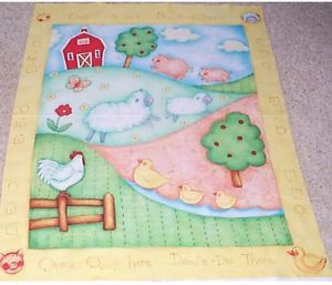 Baby Old McDonalds Farm House Wall Hanging Quilt Top Panel Fabric Cotton