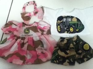 Pink Green John Deere Doll Clothes Set Fits Bitty Baby Twins Homesewn Last One