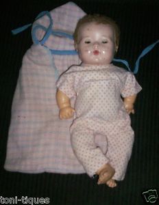 Vtg 1940's Effanbee Caracurl 15" Composition DY Dee Baby w Original Clothes Doll