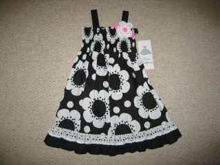New "Black Daisy Eyelet" Smocked Dress Girls 4T Spring Summer Boutique Clothes