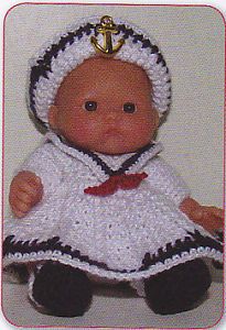 Crochet Pattern Baby Doll Sailor Outfit Dress Instructions