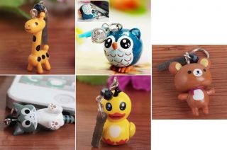 Cute Wood Animals Dust Cap Cover Plug Cell Phone Accessory Charm