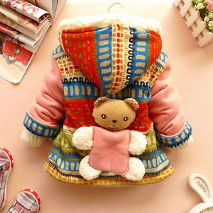 Cute Baby Girls 3D Bear Winter Warm Jacket Gown Clothing Kids Coat Clothes PhD