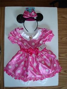 Girls' 3T  Minnie Mouse Costume Pink Dress w Ears Halloween NWT