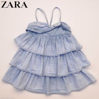 Zara Baby Girl Front Bow Denim String Dress Size 6 9 9 12 12 18 18 24