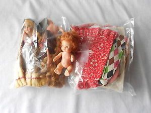 Vintage Porcelain Doll w EXTRAS Bag Mixed Vintage Doll Clothing Baby Pewee 1966
