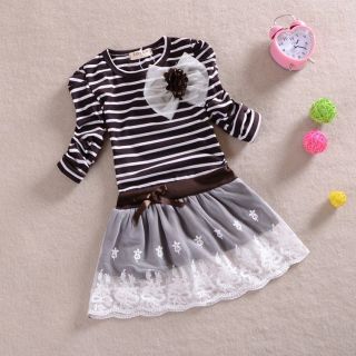 Toddler Girls Summer Dresses Size 4T Brown Dresses Long Sleeve Cotton Skirt
