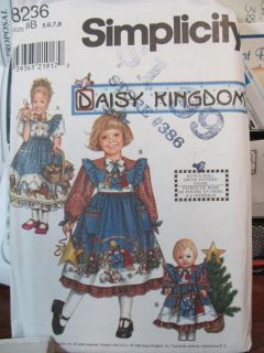 P194 Simplicity Sewing Pattern 8236 Girl Doll Daisy Kingdom Dress Sz 5 8