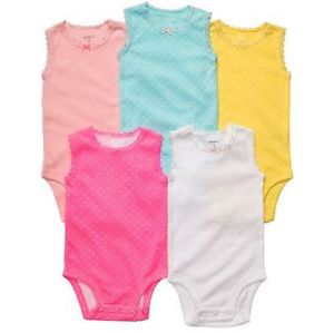Carters 5 PK Dot Bodysuits Newborn 3 6 9 12 18 24 Months Baby Girl Clothes