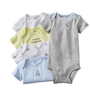 Carters Baby Boy Clothes 5 Bodysuits Blue Gray Giraffe 3 6 9 12 18 24 Months