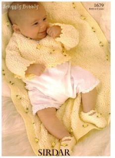 Sirdar Knitting Pattern 1679 Cardigan Bootie Blanket Snuggly Bubbly Baby 0 6yrs