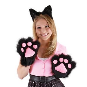 Cute Kitty Paws Gloves Cat Costume Adult or Child Black