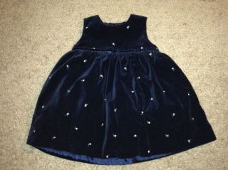 Mohini Baby Dark Blue Velvet Dress 12 18 Months Holiday Fancy Dressy 86 Cm