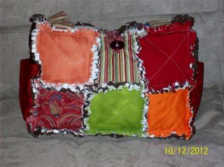 Fall Brown Orange Burgandy Green Rag Quilt Diaper Bag Tote Purse Great Gift