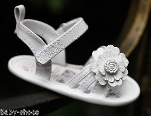 Baby Girl White Daisy Sandals Dress Crib Walking Shoes Size 3 6 6 9 9 12 Months