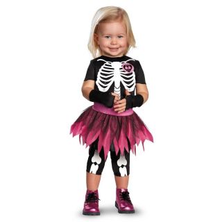 Girls Punk Skeleton Costume Rocker Princess Ballerina Toddler Childs Pink Dress