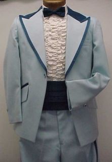 Baby Blue Navy Tuxedo Jacket or 4pc Retro After Six Vintage Mens Weddings Prom