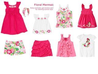Gymboree Floral Mermaid Tee Swing Top Gem Flower Dress Floral Shorts
