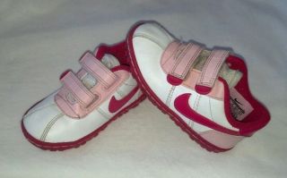 Girls Toddler White Pink Nike Sneakers Shoes Size 6 5 18 24months 2T GUC