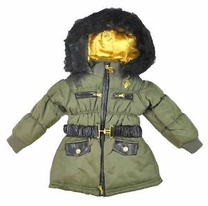 Baby Phat Infant Girls Ivy Green Gold Outerwear Coat Size 12M 18M MSRP $95