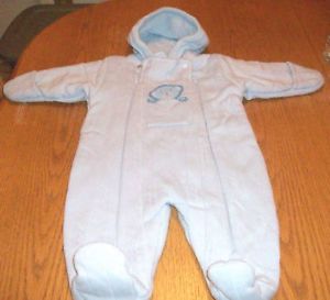 Baby Boys Snow Suit Light Blue Knit 3 6 MO Kru Bear WOW