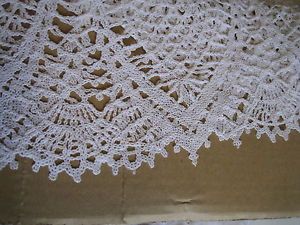 Bea Bright White Crochet Lace Vinyl Tablecloth Wipes Clean 70" Round New
