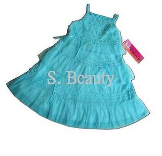 New Authentic Kate Mack Girls Toddler Light Blue Tiered Netting Dresses 4T 6X