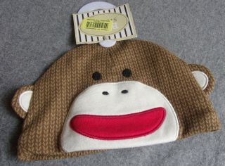 Baby Starters Newborn Sock Monkey Knit Hat Cap Brown