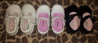 Lot of 3 Toddler Girls Shoes Size 4 5 Black White Dress Buster Brown
