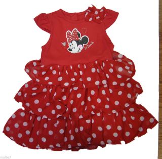 Genuine Disney Toddler Chiffon 3 Tier Red Minnie Mouse Dress 