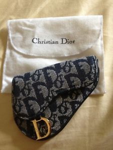 Christian Dior Change Purse Coin Bag CD Logo Blue Monogram Mini Pochette Handbag