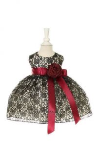 New Baby Flower Girls Dress Black Lace Design Build Your Color Ribbon 1132C