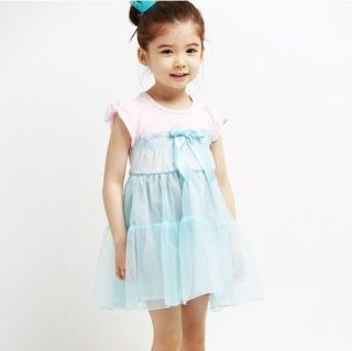 Baby Girl Clothing Blue Short Sleeves Floral Dress 100 for 3T Toddler Kid Girl