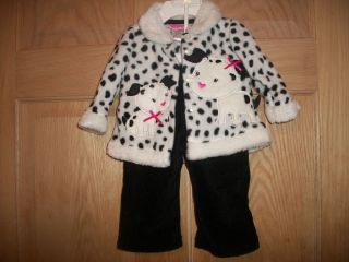 New Baby Girls Winter Faux Fur Jacket Two Piece Outfit Size 3 Months