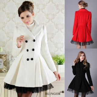 Hot Double Breasted Womens Trench Winter Coat Peacoat Long Dress Jacket 3 Colors