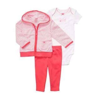 Carters Baby Girl Clothes 3 Piece Cardigan Set Red White 3 6 9 12 Months