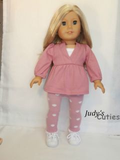 Dusty Pink Baby Doll Top Leggings Shoes Doll Clothes Fit American Girl Only