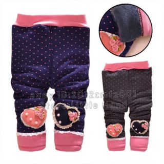 Kids Baby Girls Polka Dot Floral Winter Pants Toddlers Jeans Trousers Size 6M 4Y