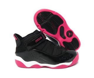 Nike Air Jordan 6 Rings Black Pink White Toddlers Babies Size 4