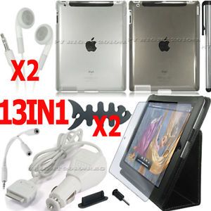 Hard Case Car Charger Accessory Bundle for Apple iPad 2