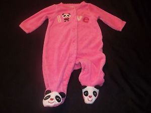 Carters Baby Girl Newborn Pink Panda Clothes Outfit Footed Sleeper PJ Sleepwear