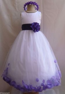 White Eggplant Dark Purple Pageant Flower Girl Dress s M L XL 2 4 6 8 10 121 4